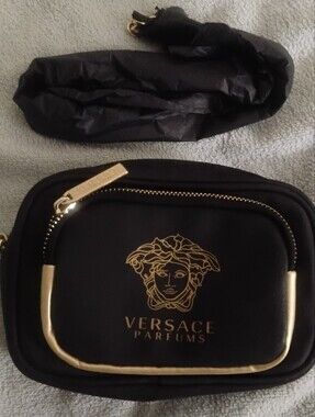 Versace Parfums Black Crossbody Bag with Gold Trim